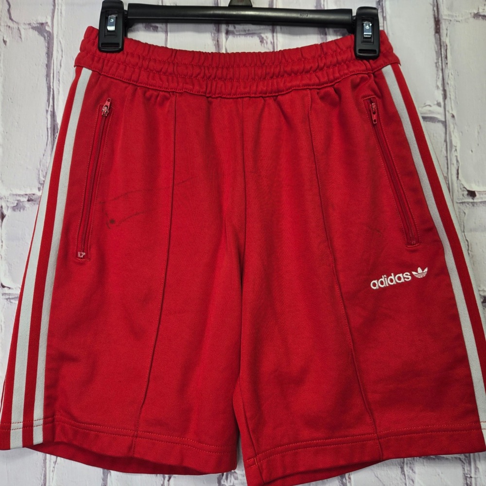 adidas Red Athletic Shorts with White Stripes